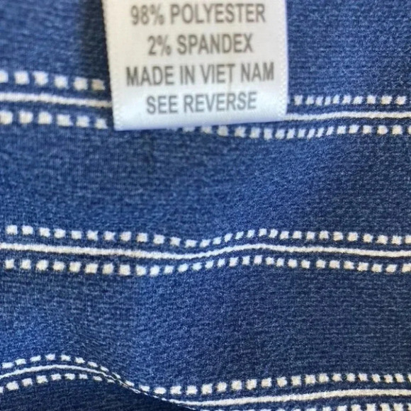 Emperice Plus Size Navy V-Neck Striped Blouse Adjustable Sleeve - Picture 5 of 7